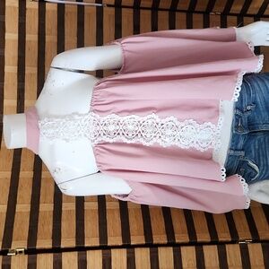 Pink off shoulder choker top